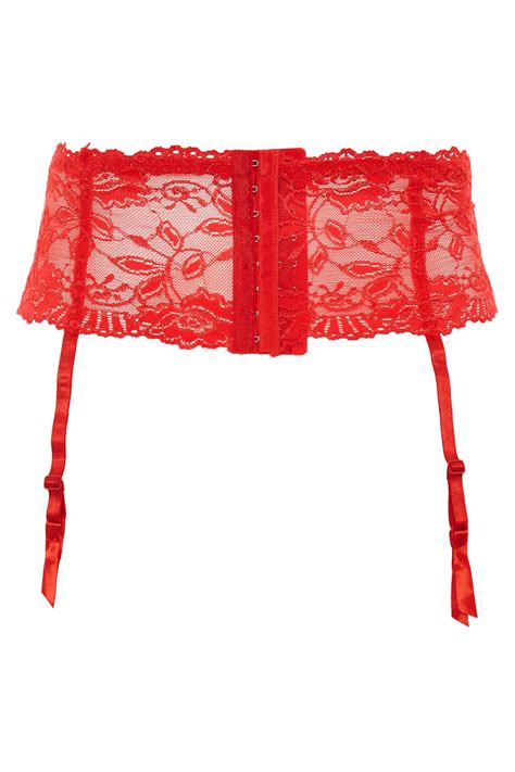 Yours Plus Size Red Lace Suspender Belt Yours Clothing