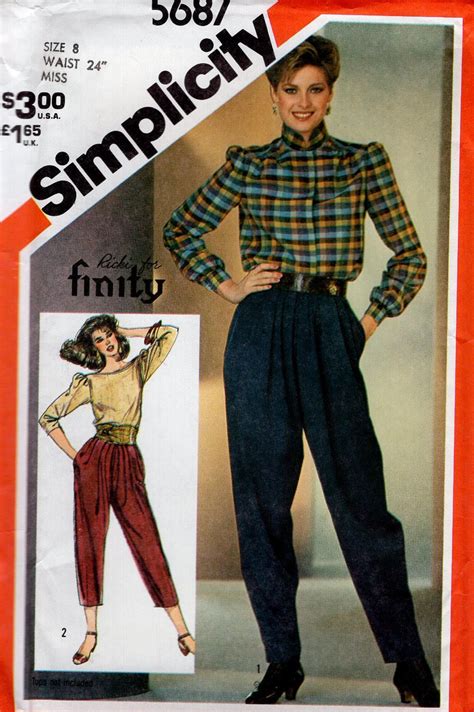 Vintage Sewing Pattern Retro 1980s 80s Simplicity 5687 Front Etsy Pleated Pants Pattern