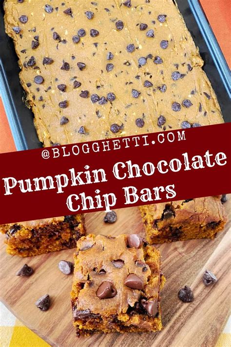 Pumpkin Chocolate Chip Bars Recipe Pumpkin Chocolate Chocolate Chip Bars Decadent