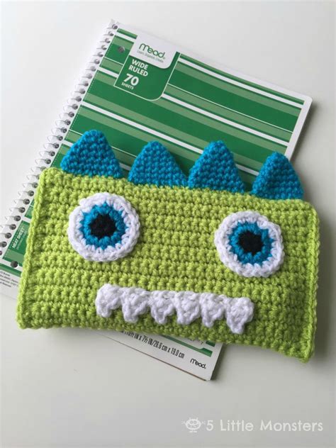 5 Little Monsters Crocheted Monster Pencil Bag