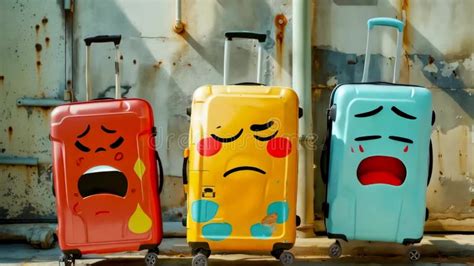 Three Suitcases With Faces Painted On Them Stock Video Video Of