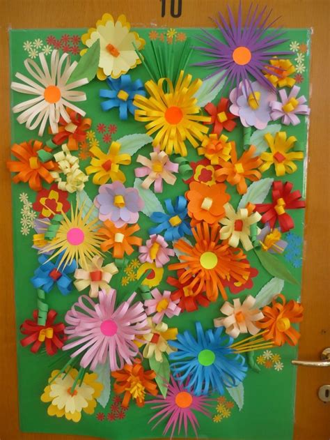 The Door Is Decorated With Colorful Paper Flowers