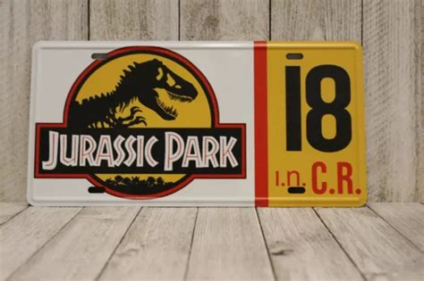 Jurassic Park Jeep Car Replica Movie Prop License Plate Tin Sign Man