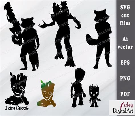 Groot SVG for Silhouette Cut Files Rocket Raccoon Digital - Etsy