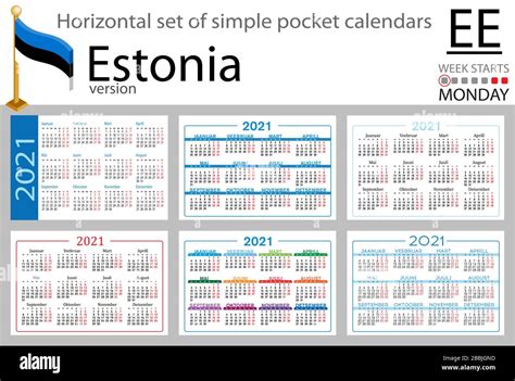Estonia horizontal set of pocket calendars for 2020 (two thousand ...