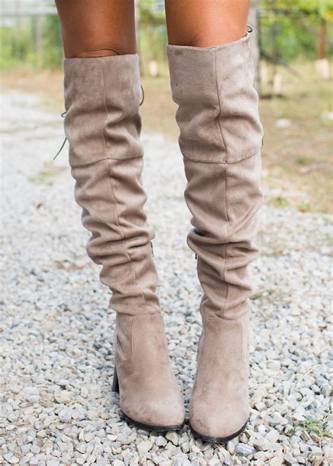 Over The Knee Boots Taupe Boots Tall Boots Modern Vintage Boutique Shopmvb Women S Boutique