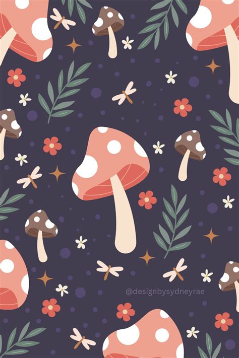 Flower Mushroom Cottagecore Background Free Downloadable Phone ...