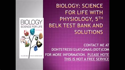 Biology Science For Life With Physiology 5th Belk Test Bank And