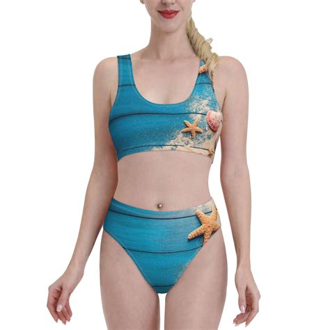 Haiem Shells And Starfish Women S High Waisted Bikini Set Two Piece