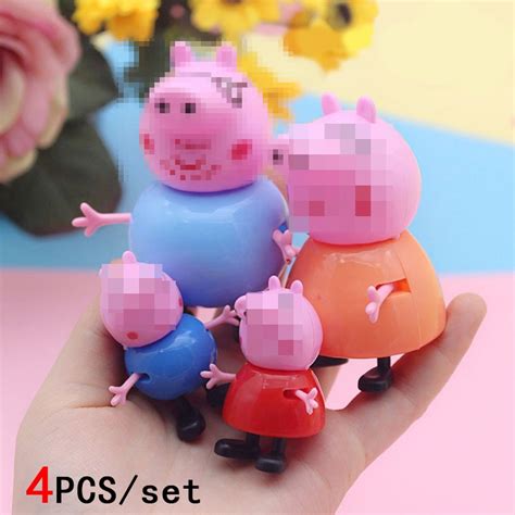 4 Peças Conjunto Pepa Pig Bonecos George Mamãe Papai Bonecas