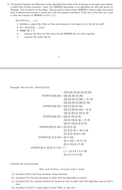 Solved 2 15 Points Consider The Following Sorting