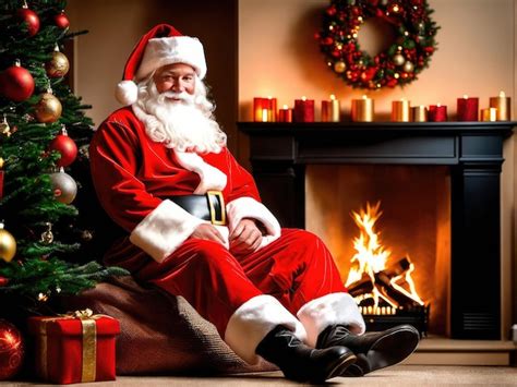 Premium AI Image | Surprised Santa Claus in a beautiful room next to ...