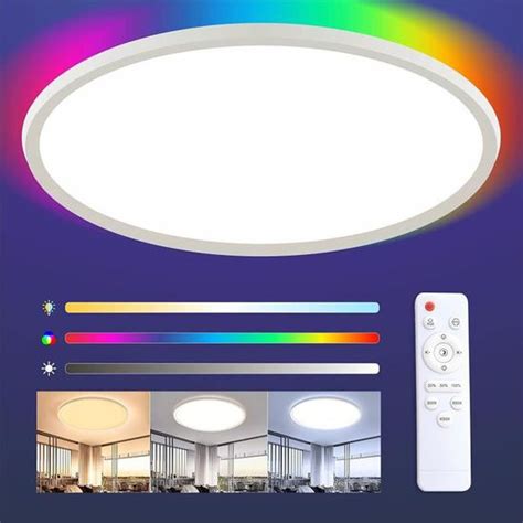 Plafonnier Led Avec T L Commande W K K Dimmable Plafonnier