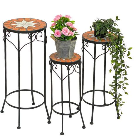 Dandibo Tabouret Fleurs Mosa Que Rond Set De Pi Ces Cm