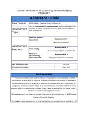 BSBFIA401 Prepare Financial Reports Assessor Guide V2 1 Docx Course