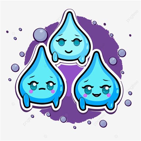 Three Water Drop Animation Stickers Clipart Vector Sticker Design With