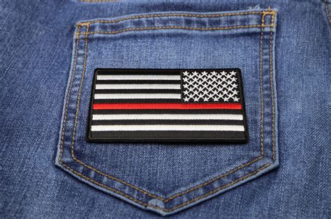 Thin Red Line American Flag Reversed Patch Embroidered Patches By