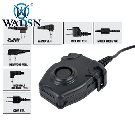 Wadsn Tactical Peltor Ptt Push To Talk Device Military Standard Black Wz112 Ebay