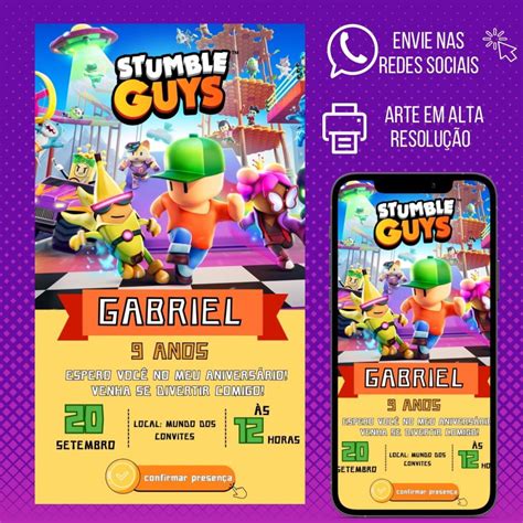 Convite Digital Stumble Guys Interativo Elo7 Produtos Especiais