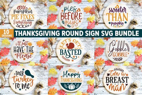 Thanksgiving Round Sign Svg Bundle Graphic By Akazaddesign Creative