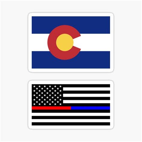 Colorado Co State Flag Thin Red Blue Line American Flag Sticker For