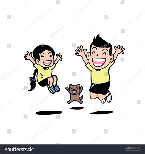 Kids Jumping Cartoon Stock Vector (Royalty Free) 659823130 | Shutterstock