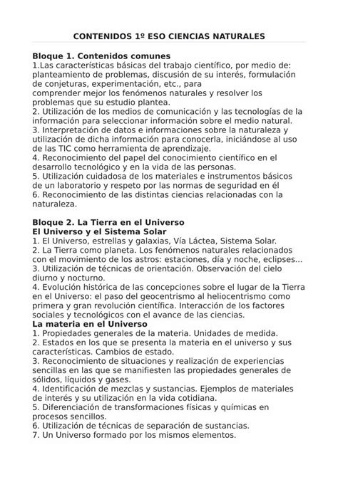 Pdf Contenidos Eso Ciencias Naturales Bloque Contenidos