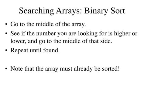Ppt Sorting And Searching Arrays Powerpoint Presentation Free
