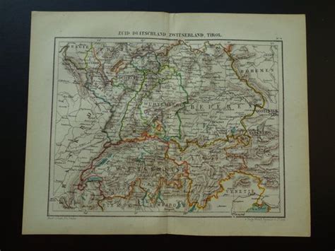 Old Map Of Bavaria Germany Tirol And Switzerland In 1880 Etsy