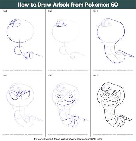 How To Draw Arbok From Pokemon Go Pokemon Go Step By Step