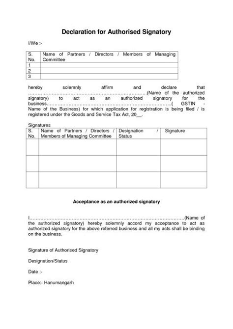 Authorized Signatory Letter Sample