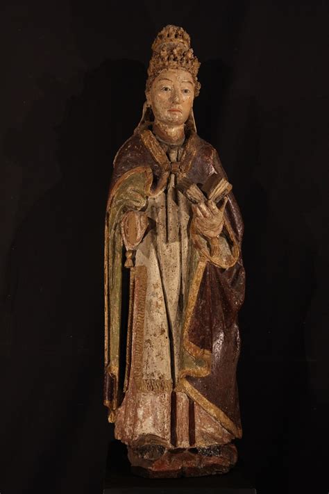 St Gr Goire Le Grand Statue En Bois Polychrome Allemagne Xvi