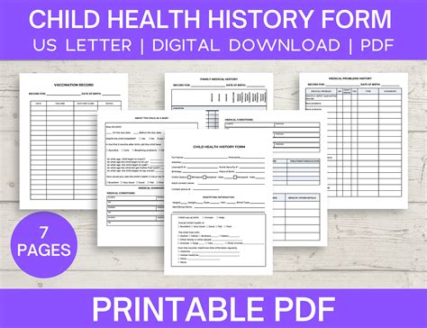 Child Health History Pdf Medical History Form, Kids Medical Records