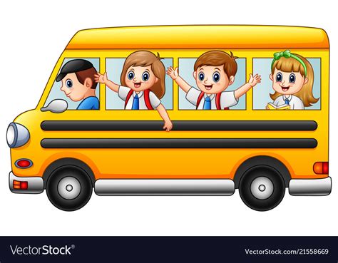 Cartoon School Bus With Kids