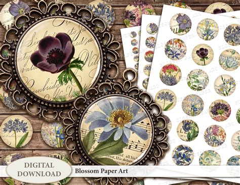 Printable Circles Digital Collage Sheet Inches Inch Mm Etsy