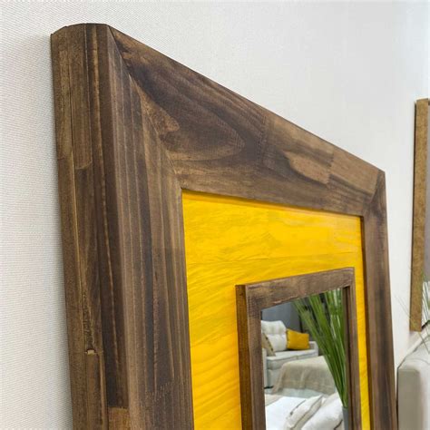 Espelho Cristal Moldura Marrom E Amarelo R Stico Decore Pronto