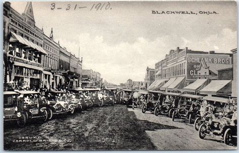 Blackwell Oklahoma Postcard Downtown Street Scene Automobiles