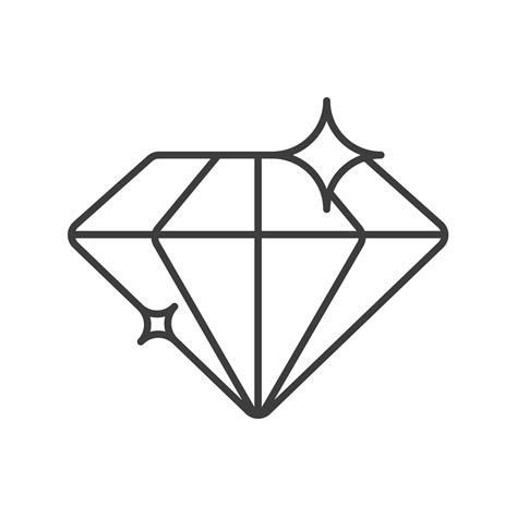 Diamond Linear Icon Thin Line Illustration Shiny Brilliant Gem