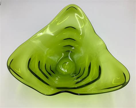 Mid Century Modern Viking Art Glass Epic Tundra Avocado Centerpiece Bowl Etsy