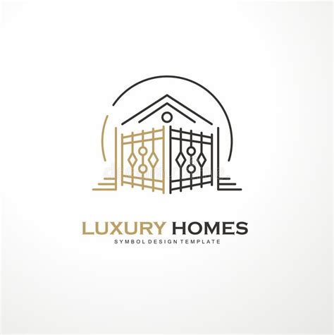 Luxury Homes Elegant Line Art Logo Design Stock Vector Illustration