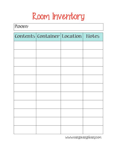 Printable Hotel Room Inventory Checklist