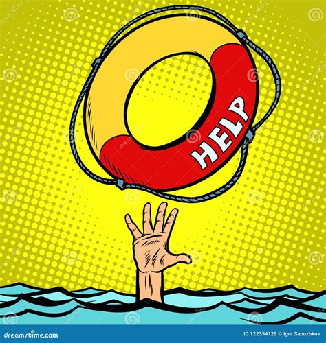 Hand Drowning Rescue Circle Help Stock Vector - Illustration of hand, fear: 122354129