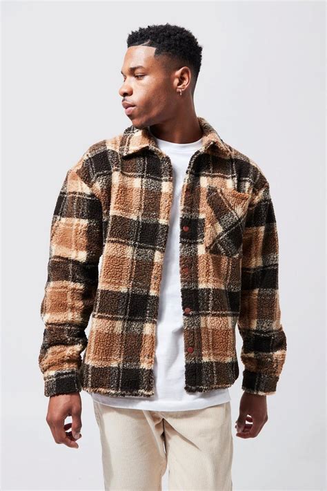 Boxy Check Borg Overshirt Boohoo Uk