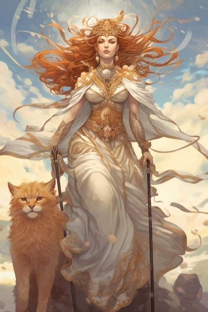 Premium Ai Image Painting Of Freyja A Norse Scandinavian Pagan Goddess Associated With Love