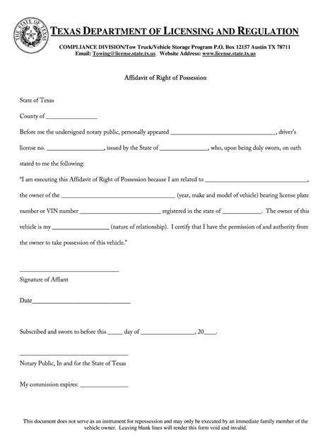 Affidavit Of Adverse Possession Form Texas