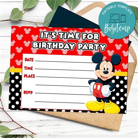 Mickey Mouse Fill In Blank Invitation Customizable Template Bobotemp