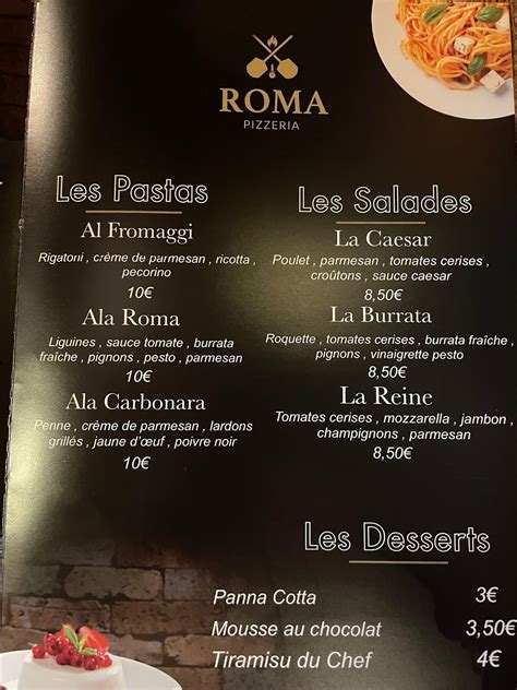 Menu Au Roma Pizzeria Cestas