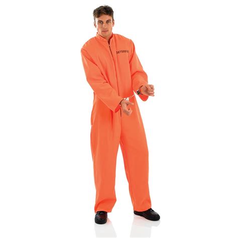 Fun Shack Mens Orange Prisoner Costume Adult Convict Jail Jumpsuit