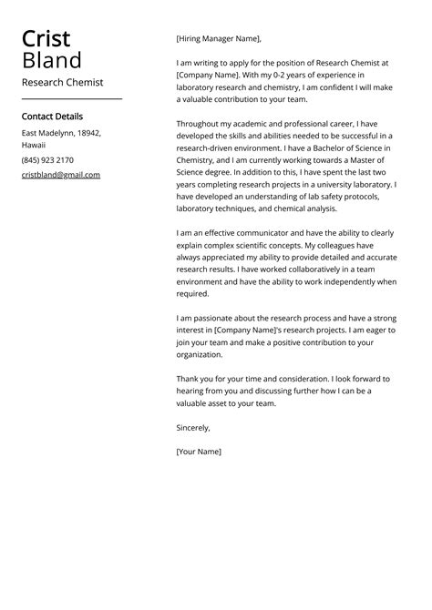 Research Chemist Cover Letter Examples Template And 20 Tips