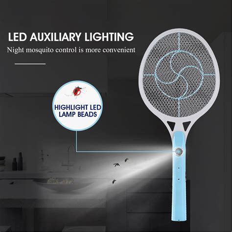 Rechargeable LED Electric Fly Swatter Mosquito Dispeller Home Camping ...